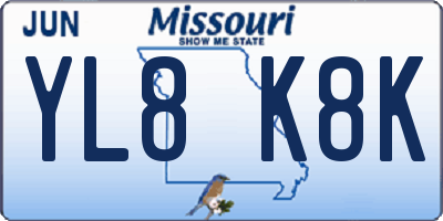MO license plate YL8K8K