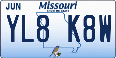 MO license plate YL8K8W