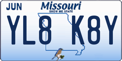 MO license plate YL8K8Y