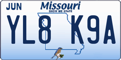 MO license plate YL8K9A