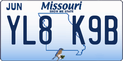 MO license plate YL8K9B