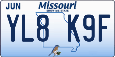 MO license plate YL8K9F