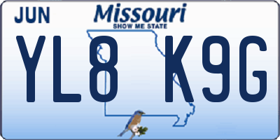 MO license plate YL8K9G