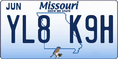 MO license plate YL8K9H