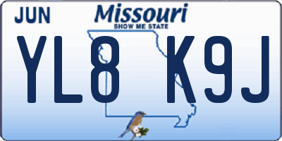 MO license plate YL8K9J