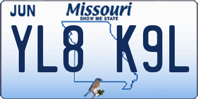 MO license plate YL8K9L