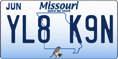 MO license plate YL8K9N