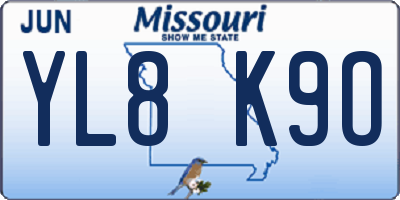 MO license plate YL8K9O