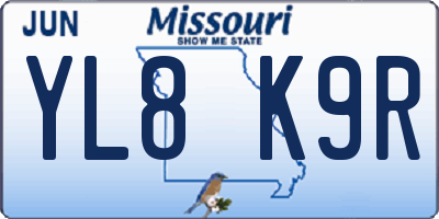 MO license plate YL8K9R
