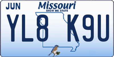 MO license plate YL8K9U