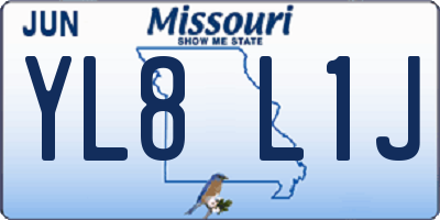 MO license plate YL8L1J