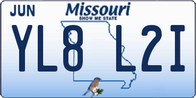 MO license plate YL8L2I