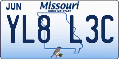 MO license plate YL8L3C