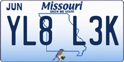 MO license plate YL8L3K