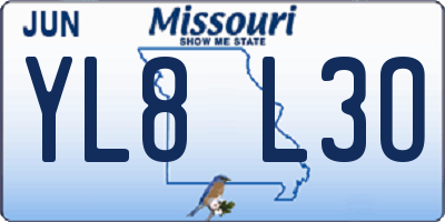 MO license plate YL8L3O