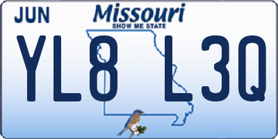 MO license plate YL8L3Q