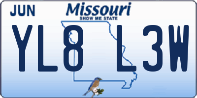 MO license plate YL8L3W