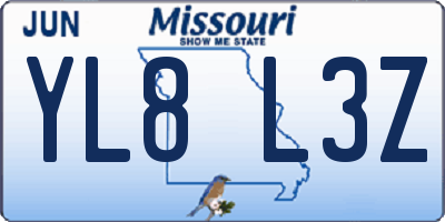 MO license plate YL8L3Z