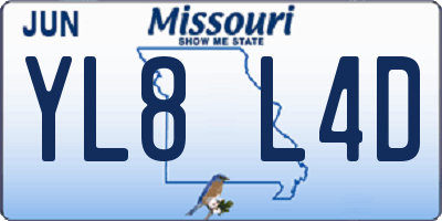 MO license plate YL8L4D