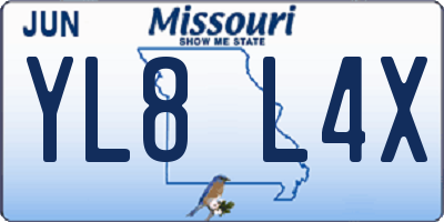 MO license plate YL8L4X