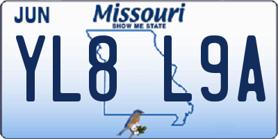 MO license plate YL8L9A