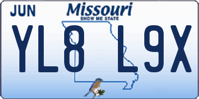 MO license plate YL8L9X