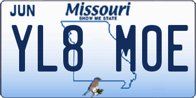 MO license plate YL8M0E