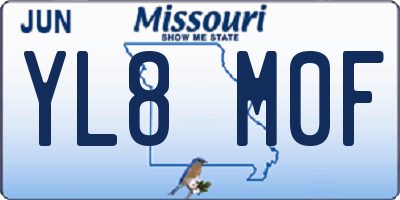 MO license plate YL8M0F
