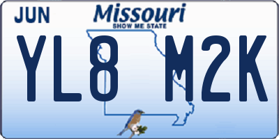 MO license plate YL8M2K