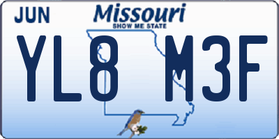 MO license plate YL8M3F