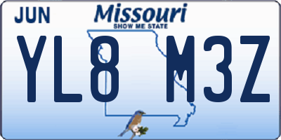 MO license plate YL8M3Z