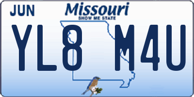 MO license plate YL8M4U