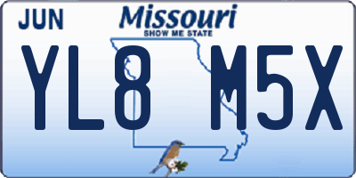 MO license plate YL8M5X