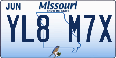 MO license plate YL8M7X