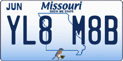 MO license plate YL8M8B