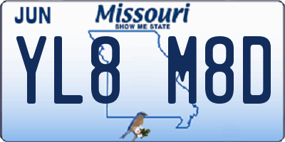 MO license plate YL8M8D