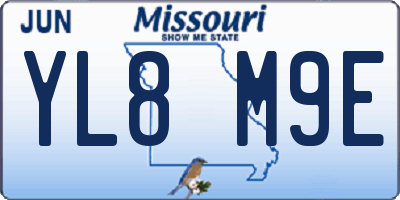MO license plate YL8M9E