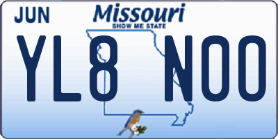 MO license plate YL8N0O