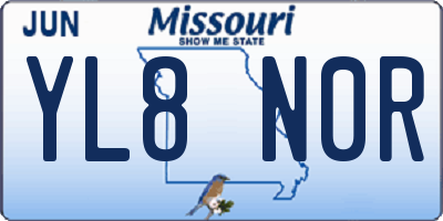 MO license plate YL8N0R