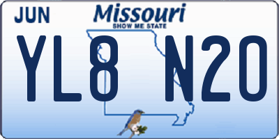 MO license plate YL8N2O