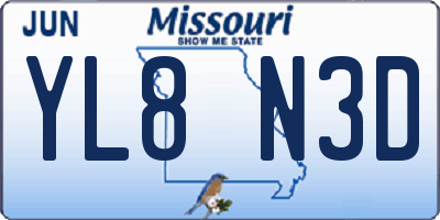 MO license plate YL8N3D