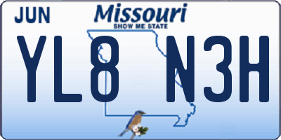 MO license plate YL8N3H