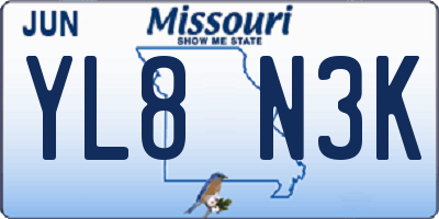 MO license plate YL8N3K