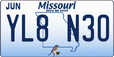 MO license plate YL8N3O