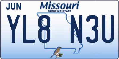 MO license plate YL8N3U
