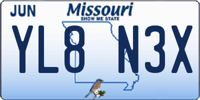 MO license plate YL8N3X