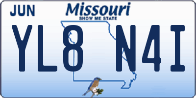 MO license plate YL8N4I