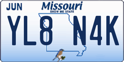 MO license plate YL8N4K