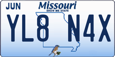 MO license plate YL8N4X