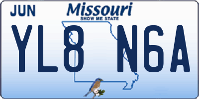 MO license plate YL8N6A